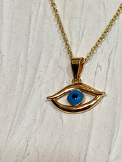 Evil eye gold necklace