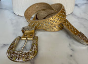 Western gold leather belt