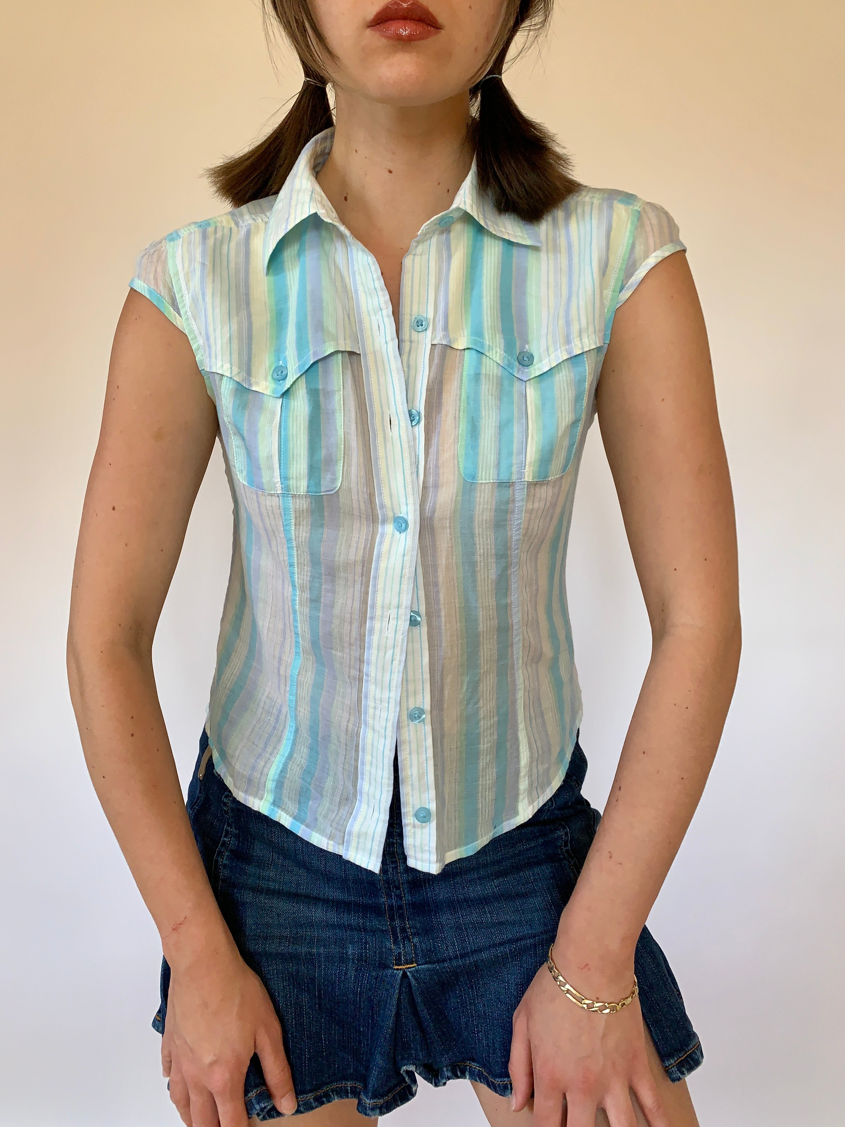 Y2K Baby Blue Blouse (S)