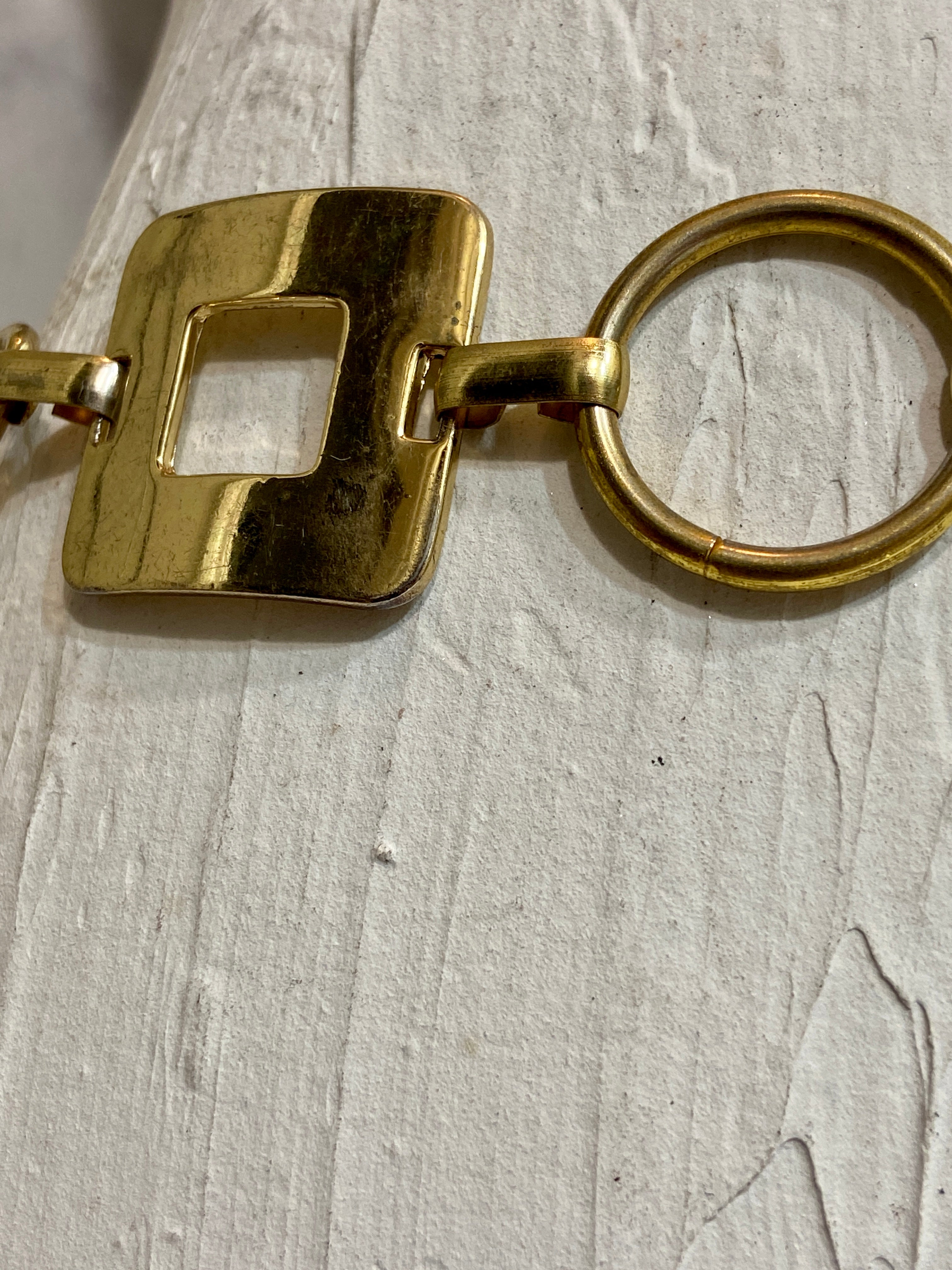 Vintage 90s Metal Gold Square Chain West Belt