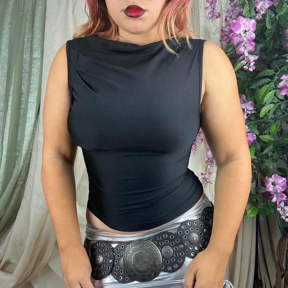 90s Sleek High Neck Top (Small)