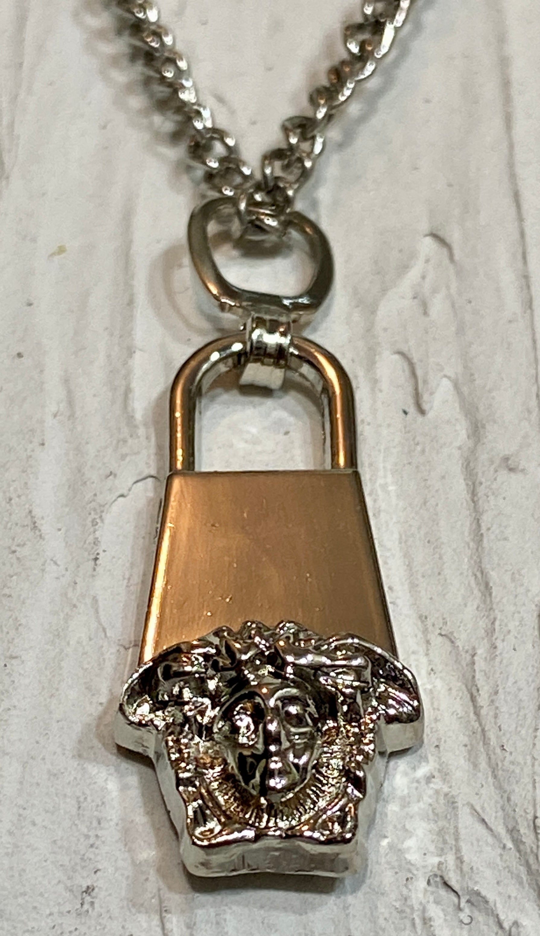 Silver Zipper pull necklace