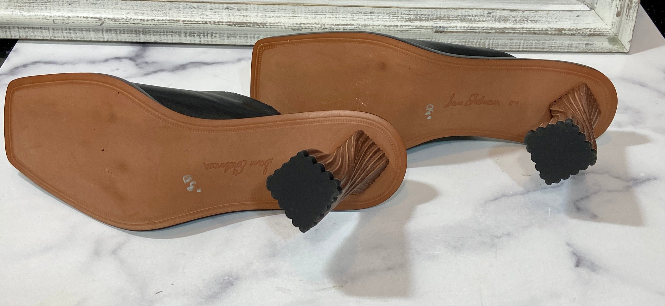 Everly Black Mule Leather Square S Sam Edelman