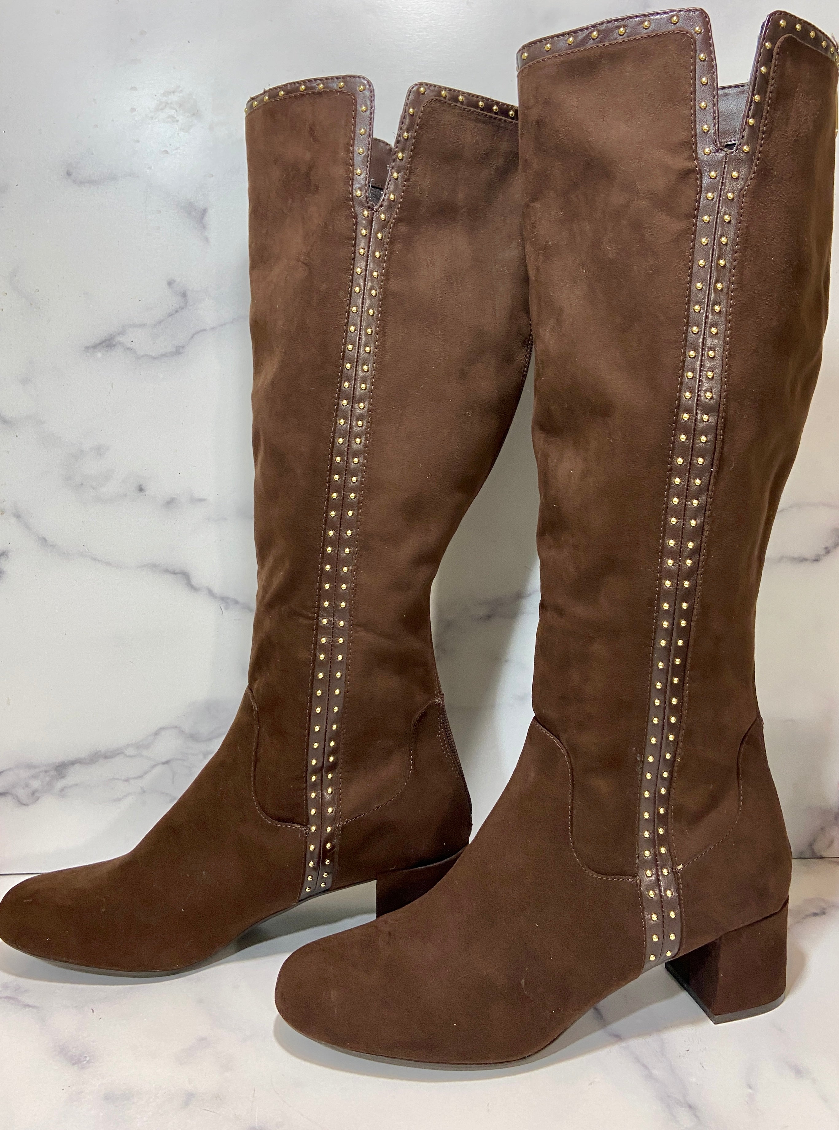 Brown suede boots