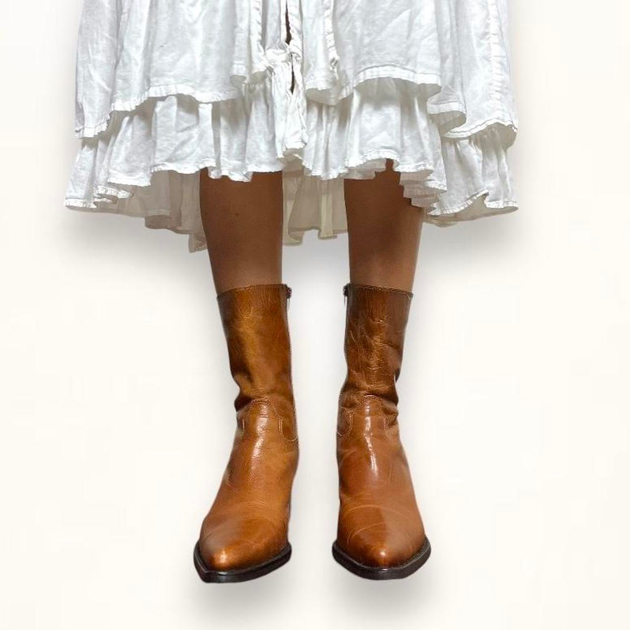 Brown leather boots