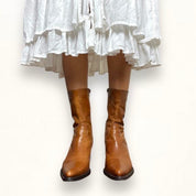 Brown leather boots
