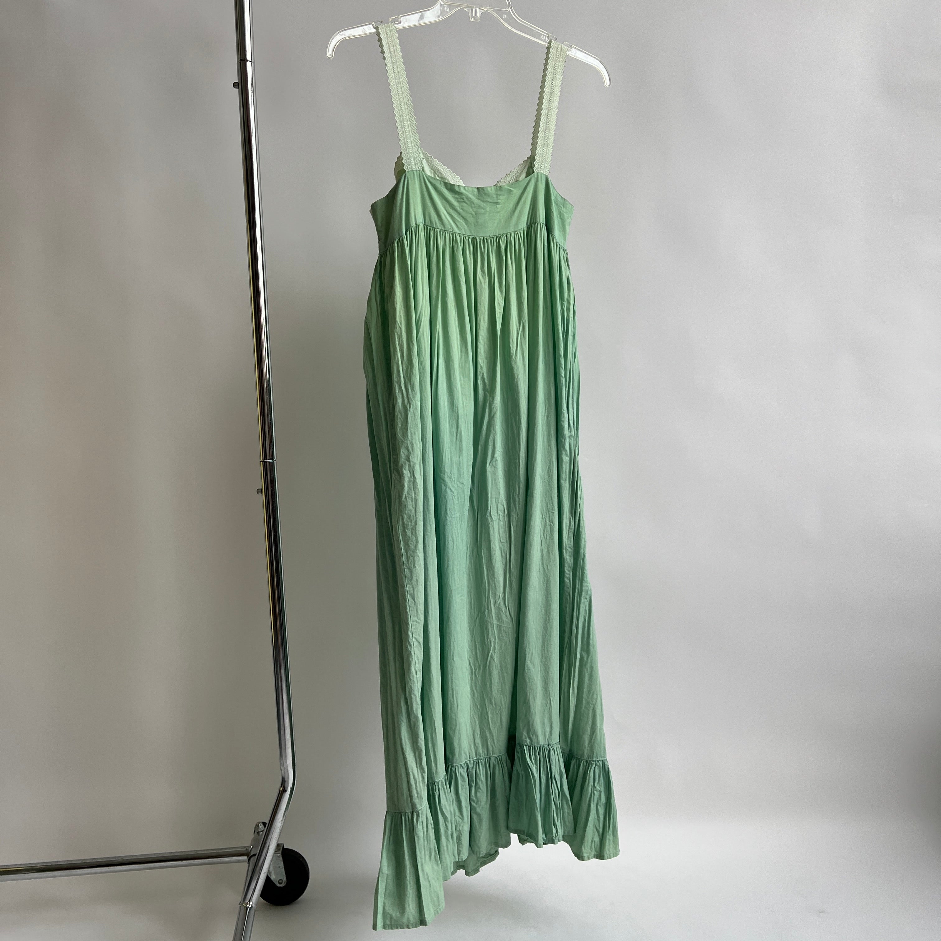 Sea foam green hand dyed cotton maxi dress - XL