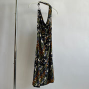 90s printed halter dress - M/L