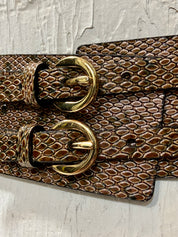 Vegan Faux Leather Belt Snake Reptile