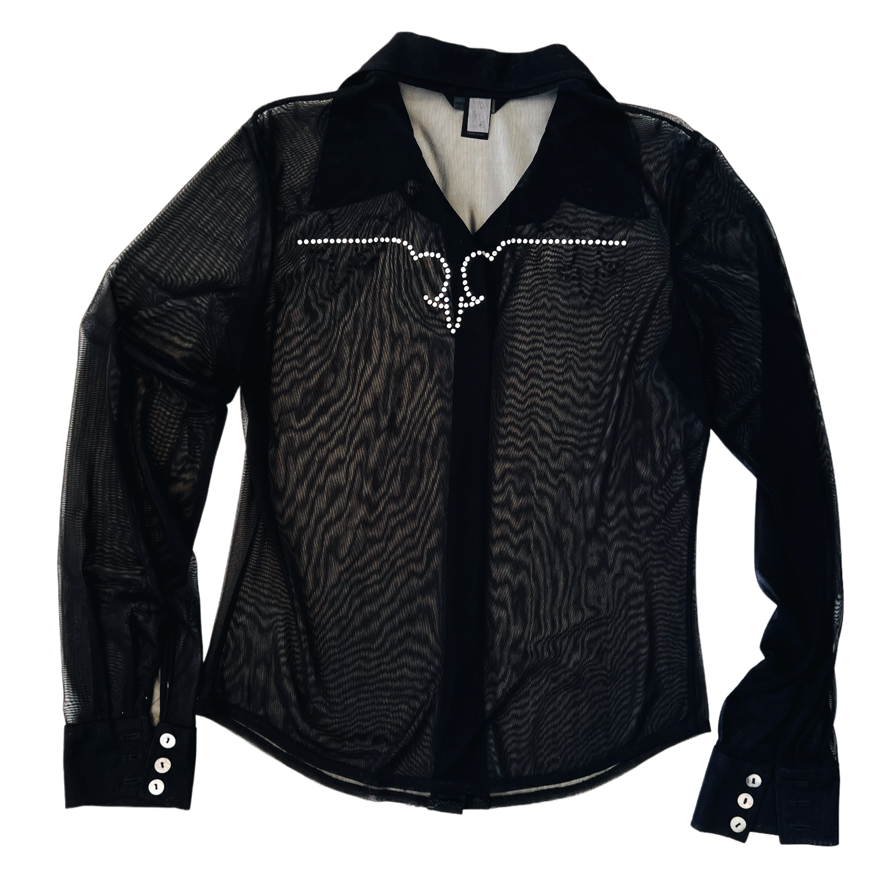 Sheer Western Rhinestone Blouse (S/M)
