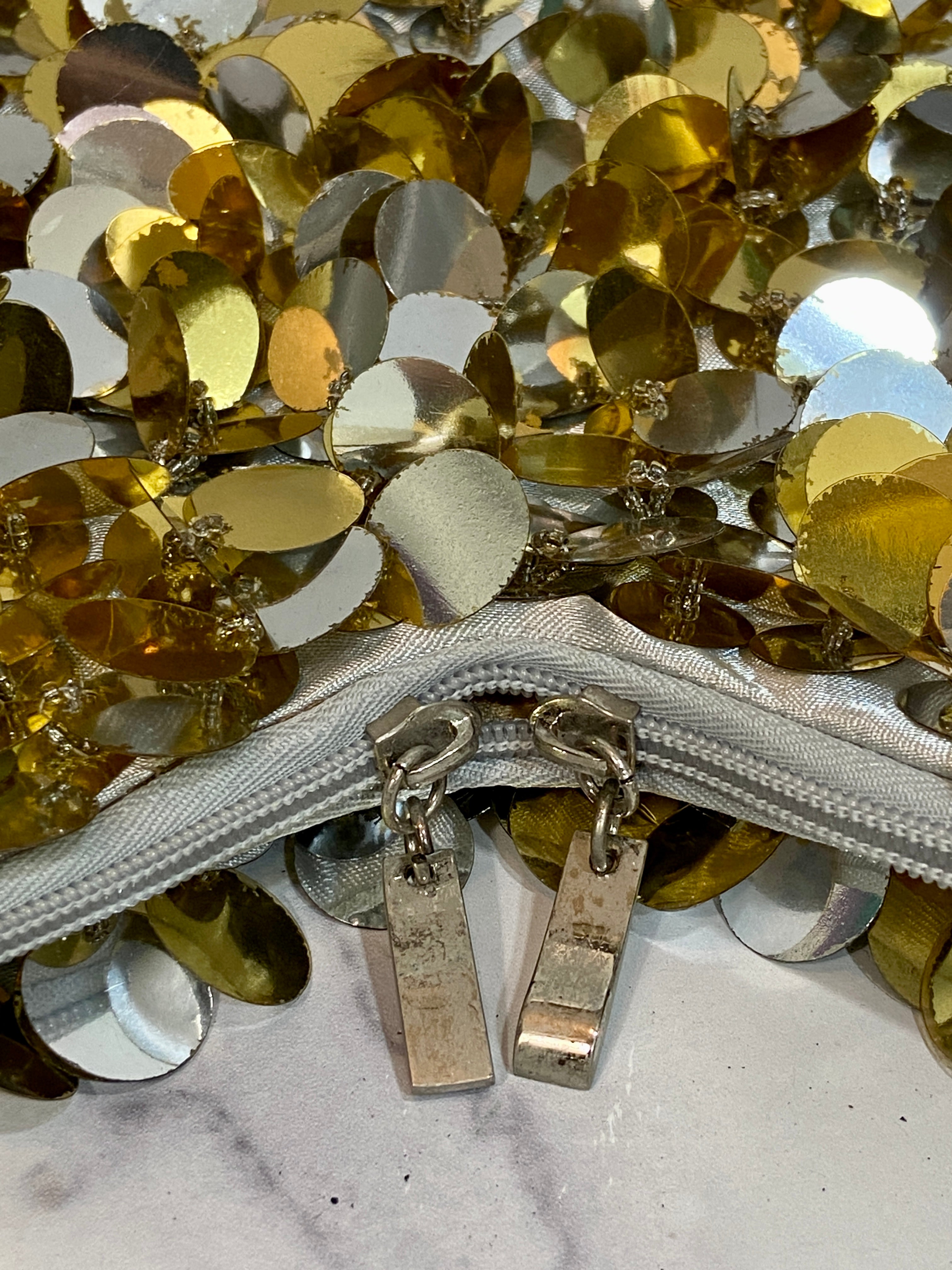 Sequined purse  gold and silver
