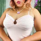 Y2K Powder Pink Mesh O-Ring Cami (Medium)