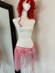 Pink Glass Beaded Fringe & Sequin Shrug