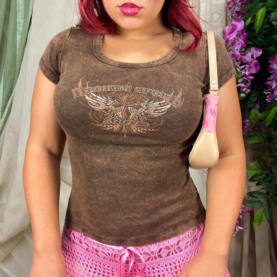 Y2K Cyber Grunge Baby Tee (S/M) 💘
