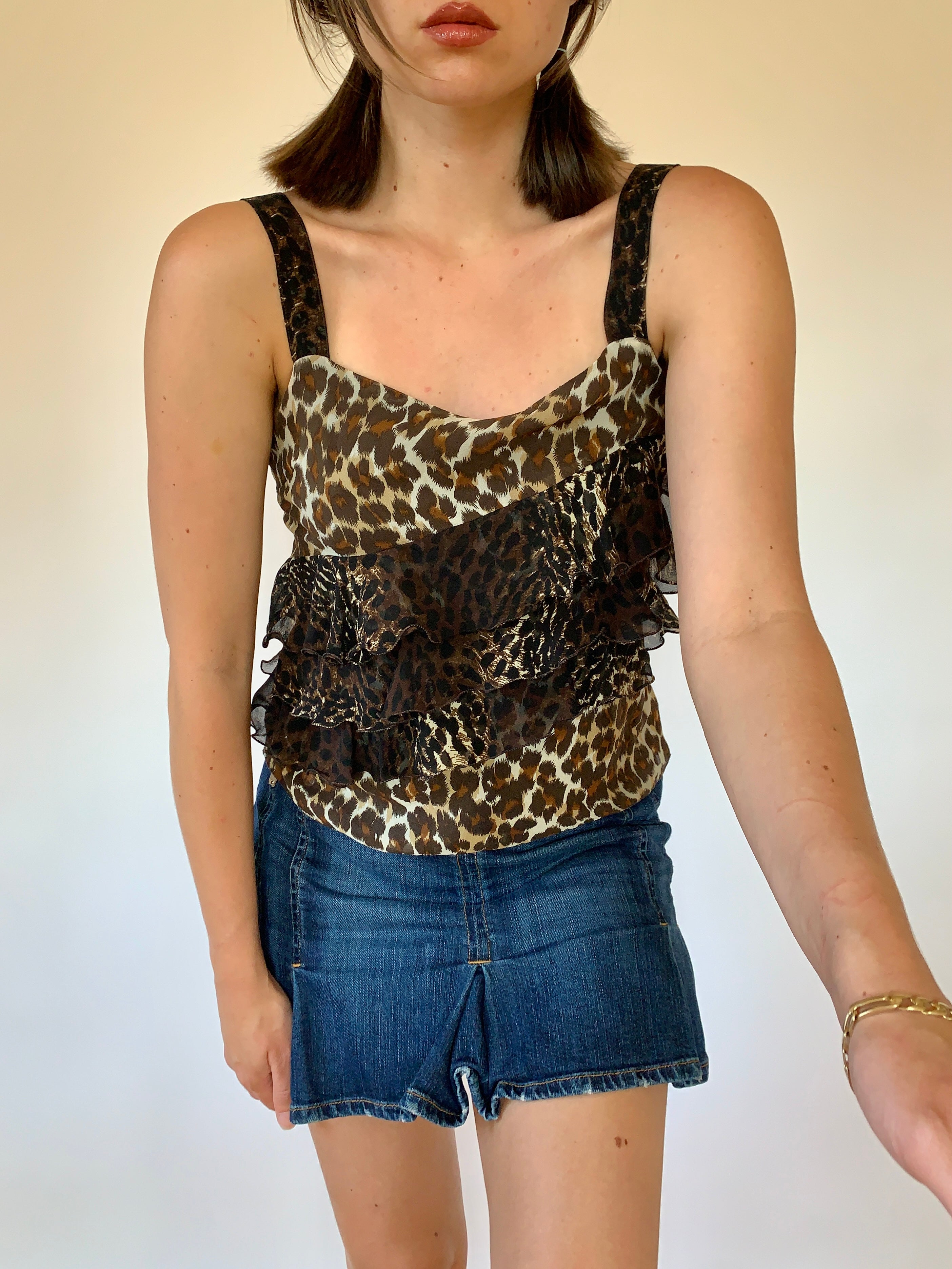 Y2K Silk Leopard Tank (XS)