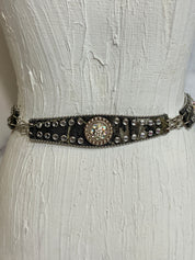 Heavy silver plate in a beautiful leather belt