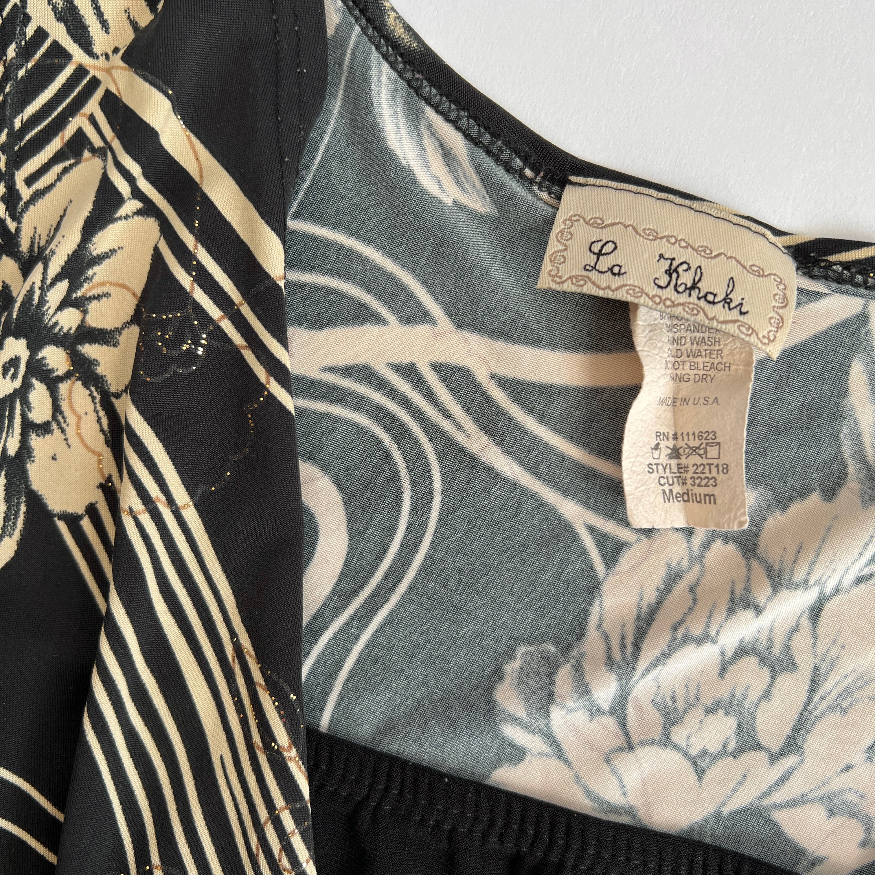 Y2K black floral front tie tank  - M/L