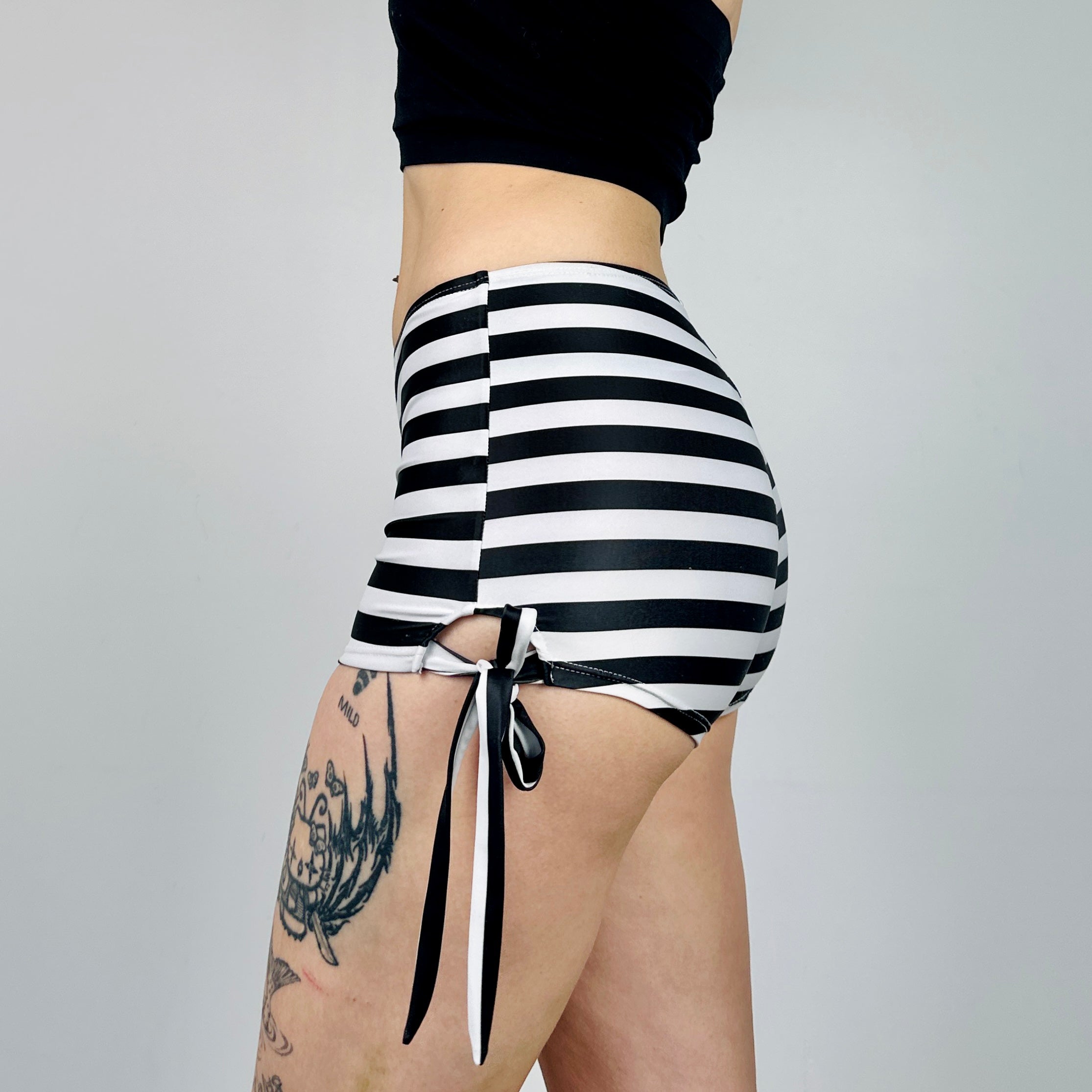 Tie Side Striped Hot Shorts (XS)
