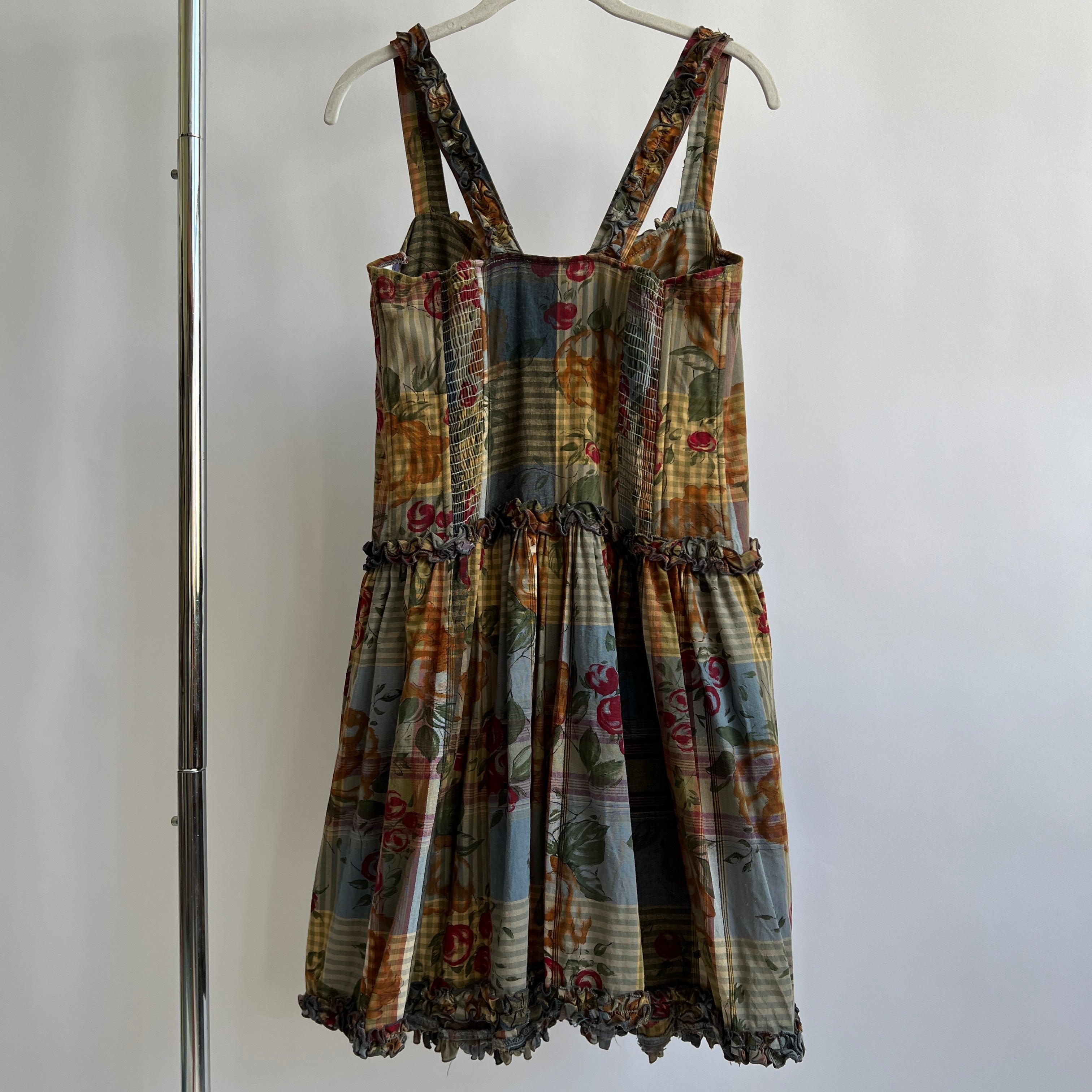 grunge fairy dress Floral Embroidered Flounce Halter Dress In Blue Multi, Blue Multi / Regular / 18 main image 0