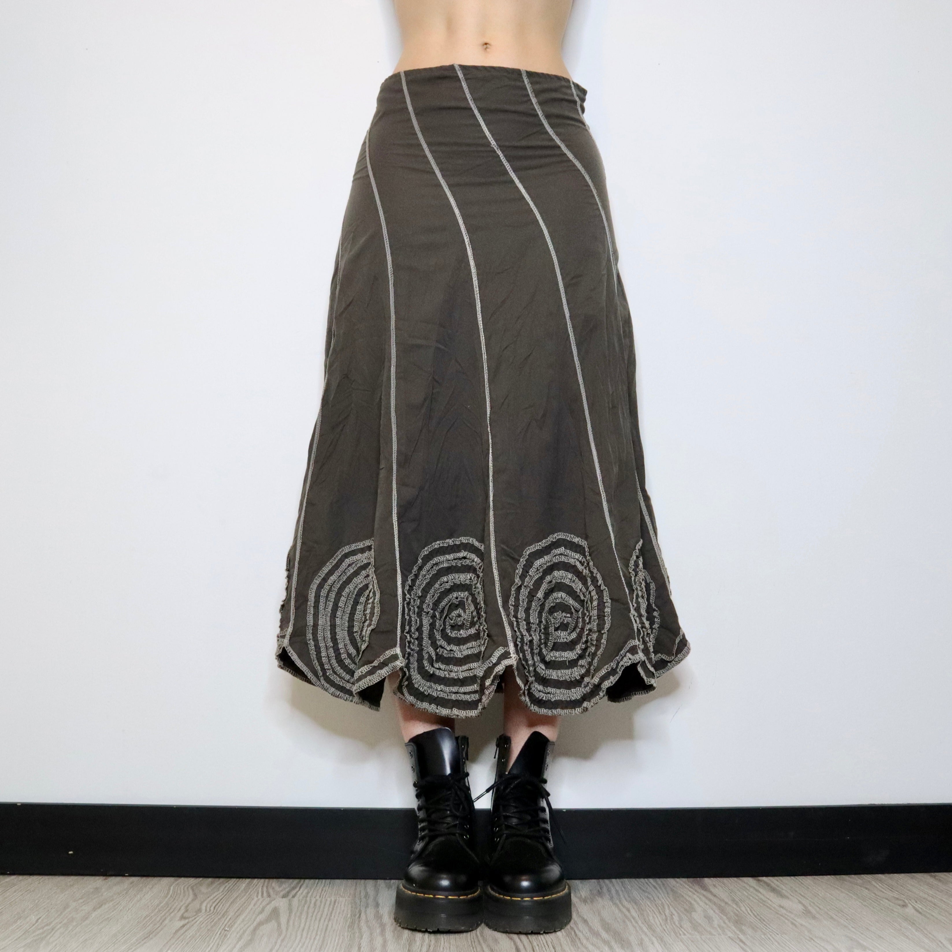 Ruffle Flower Maxi Skirt (Medium)
