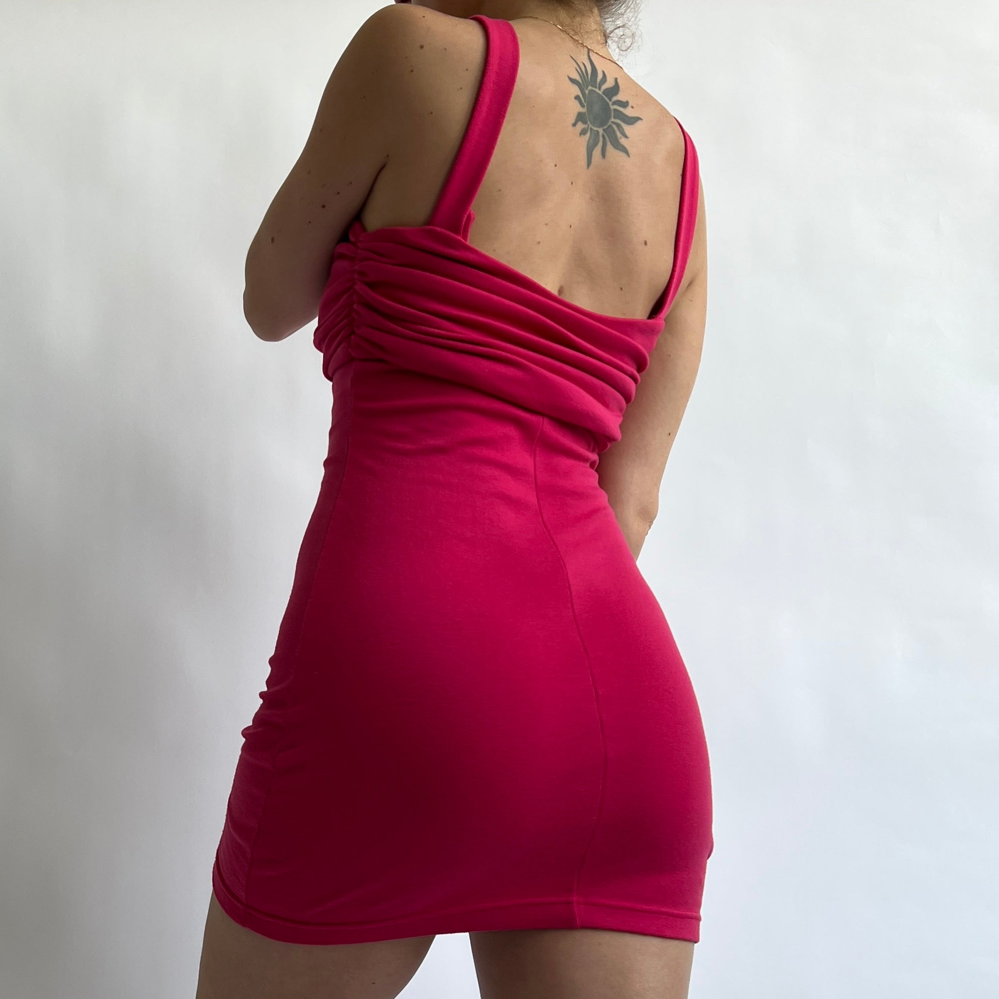 Vintage 90s hot pink knit mini dress - S/M