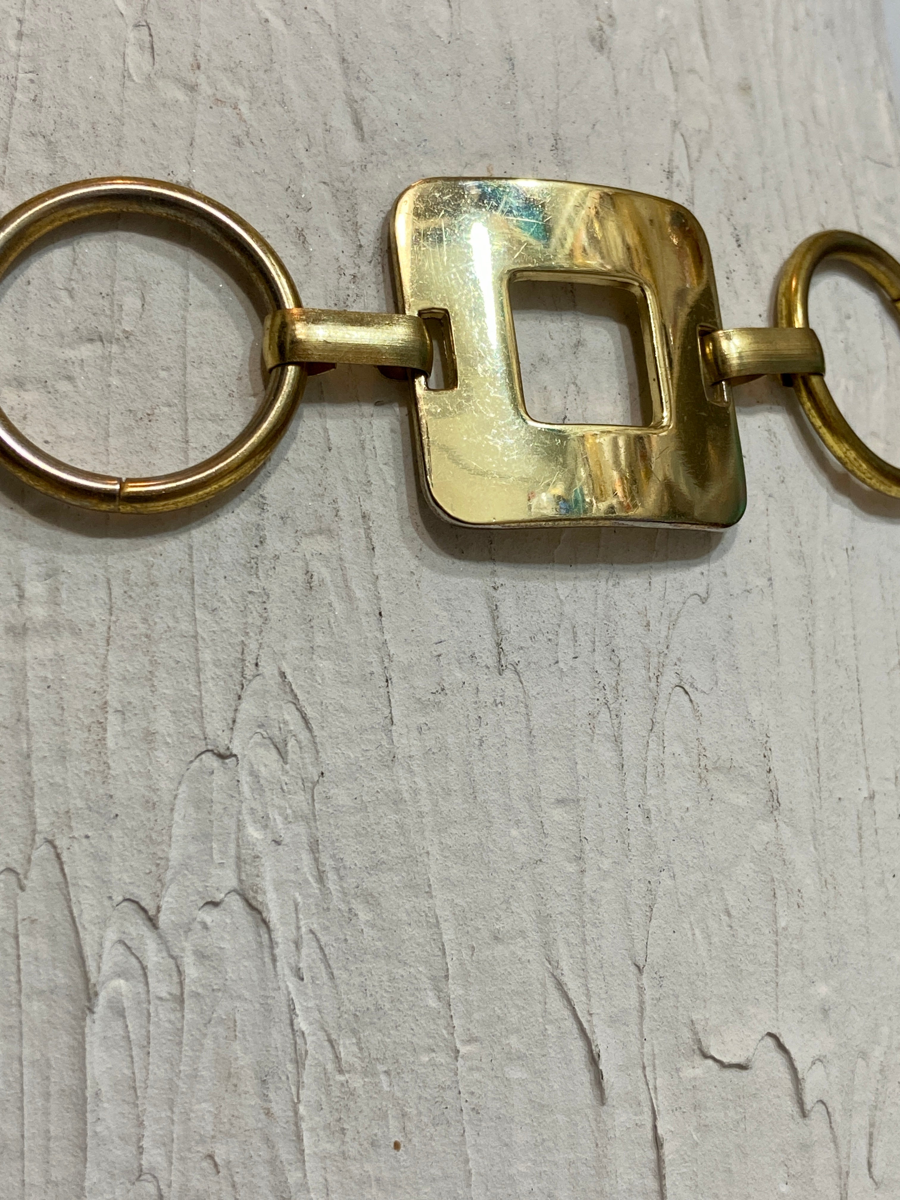 Vintage 90s Metal Gold Square Chain West Belt