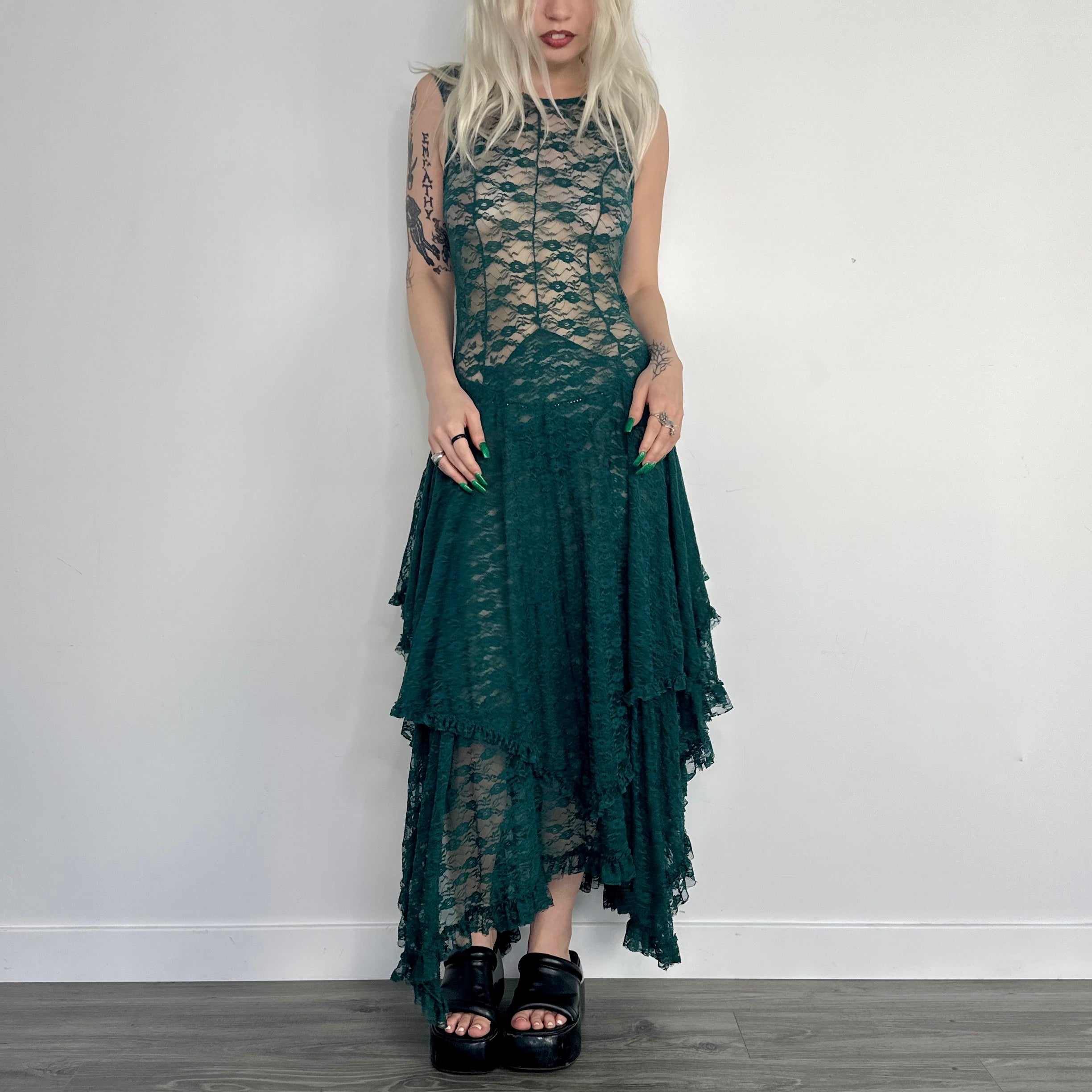 Sheer Lace Maxi Dress (Small)