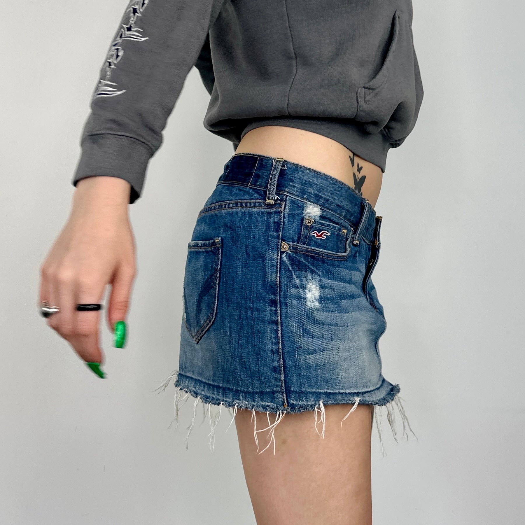 Frayed Denim Miniskirt (Medium)