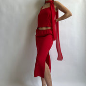 Vintage Vtg 3 piece skirt scarf set - L/XL