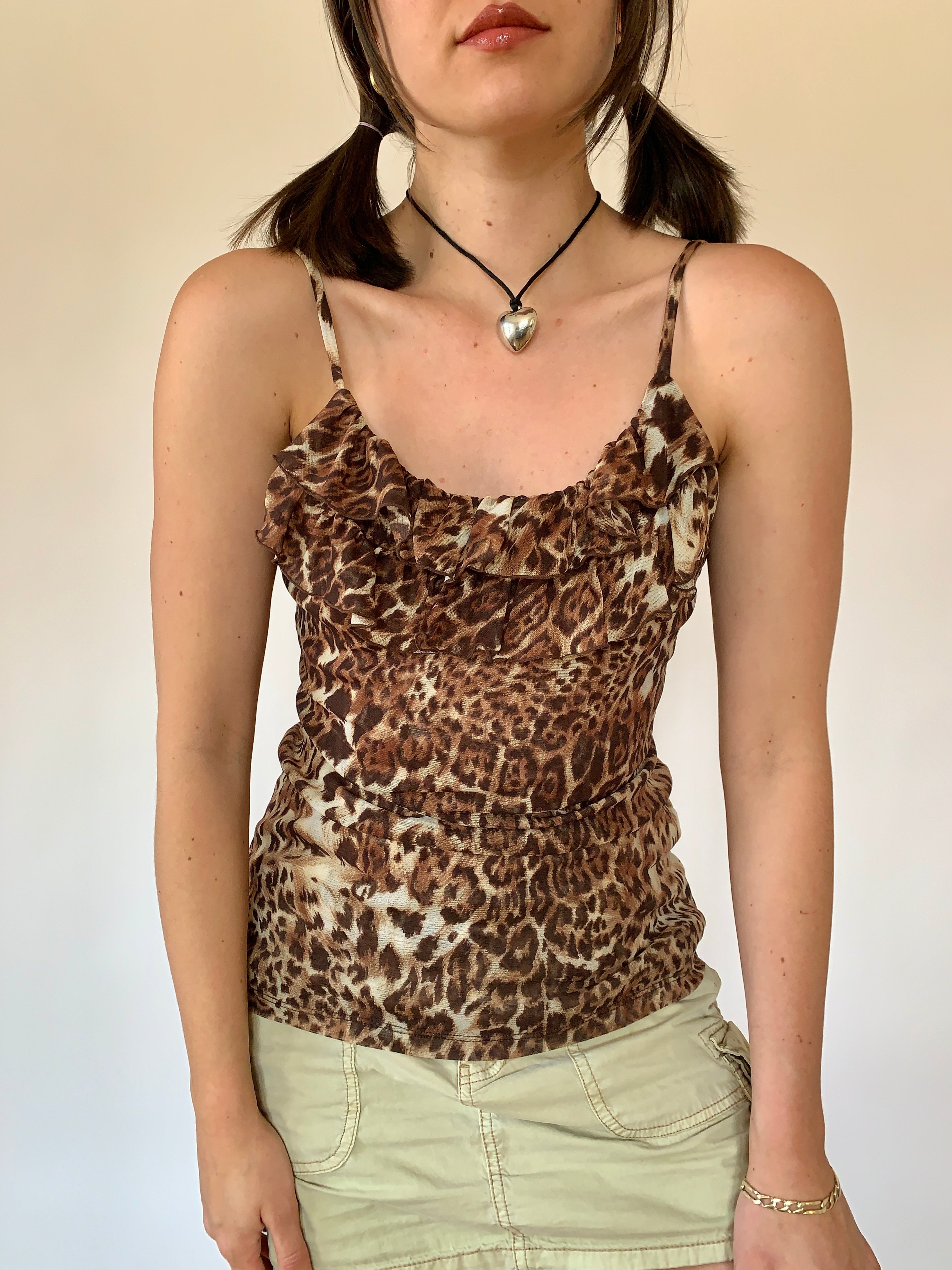 Y2K Mesh Leopard Tank - Medium
