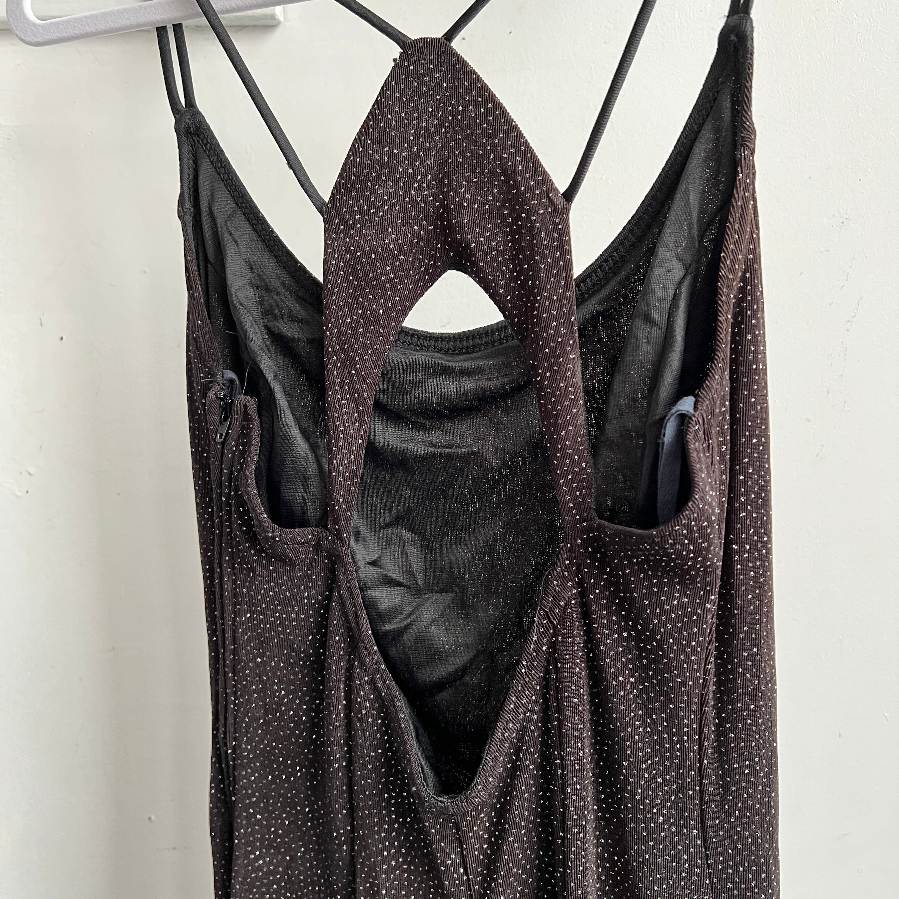 90s black glitter formal dress (M/L)