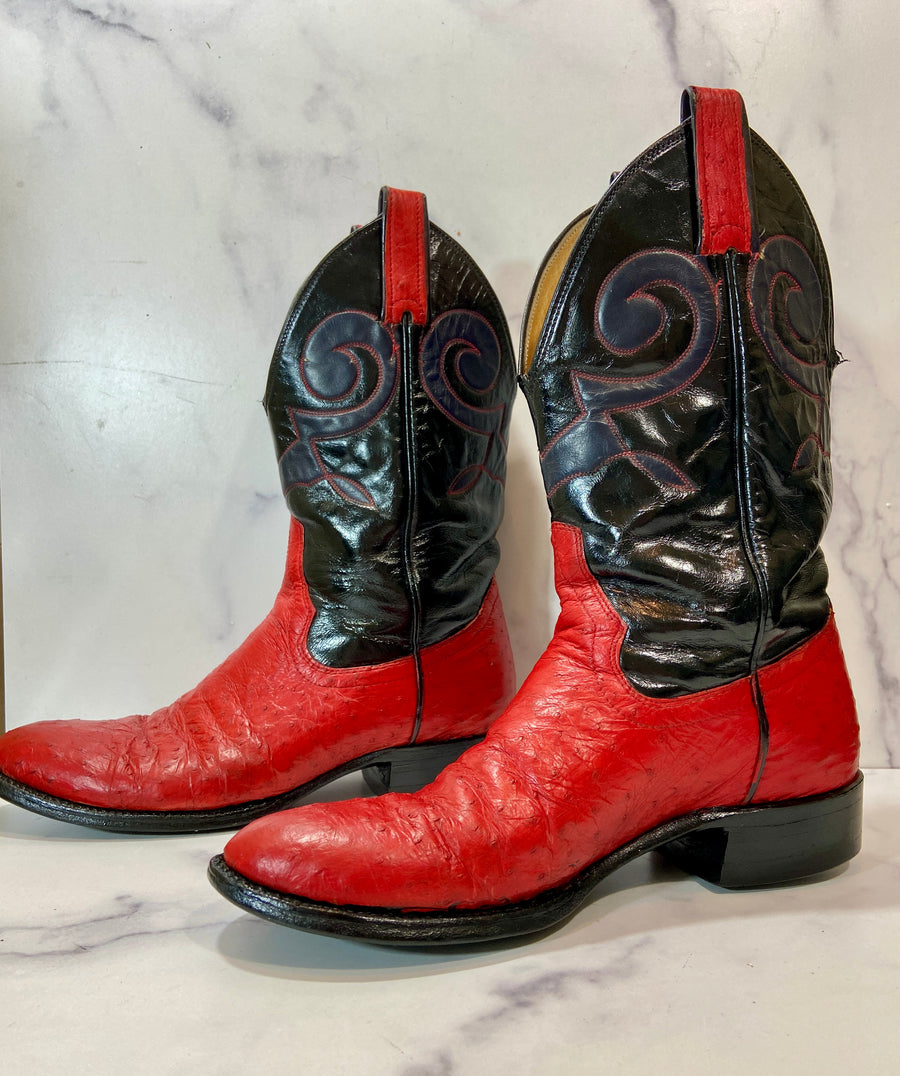 Vintage red black cowboy style boots