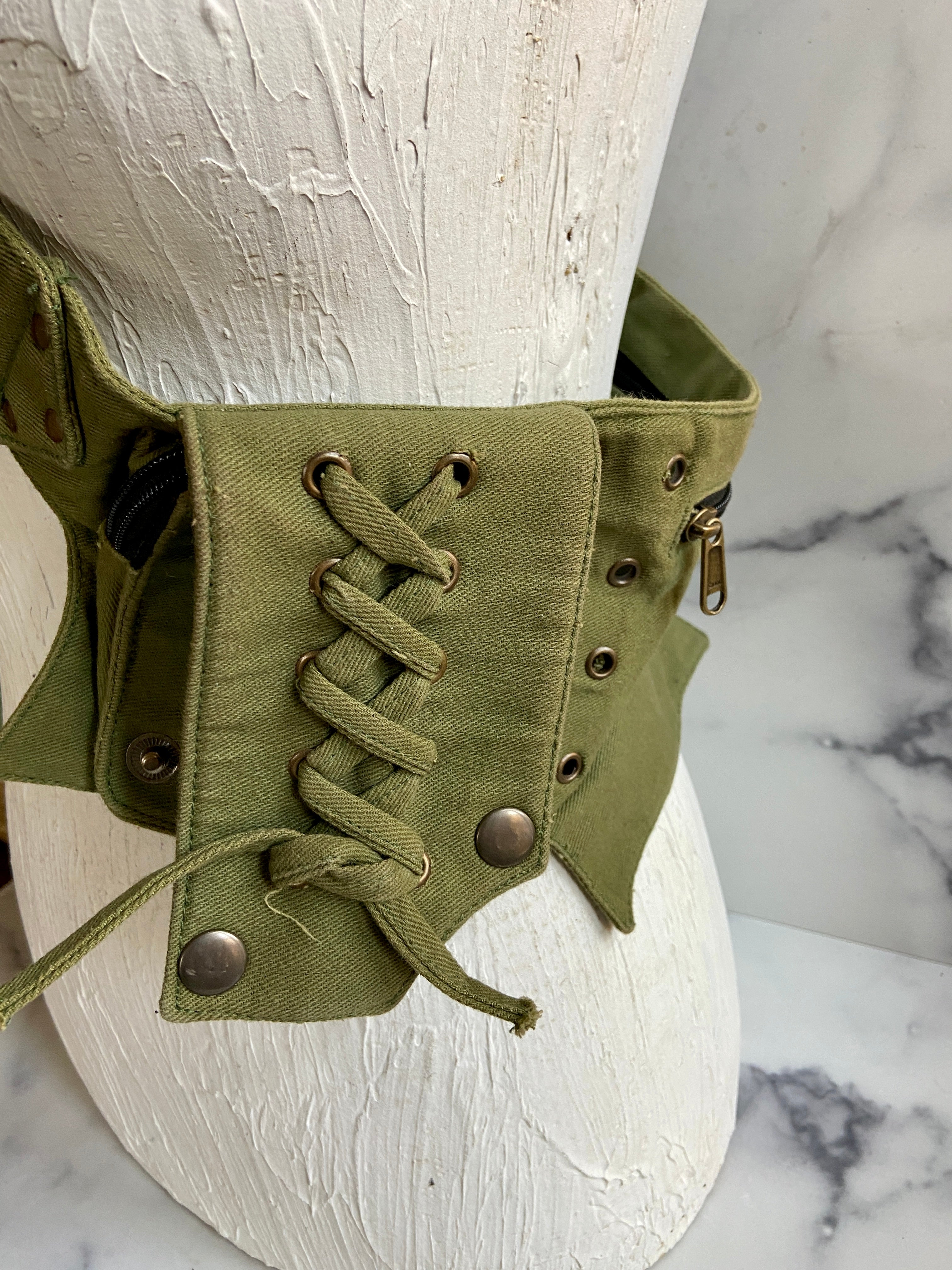 Olive green pocket belt