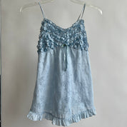 Sky blue hand dyed ruffle cami - s