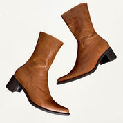 Brown leather boots