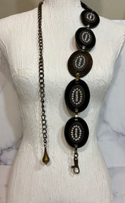 Leather metal Medallion chain belt