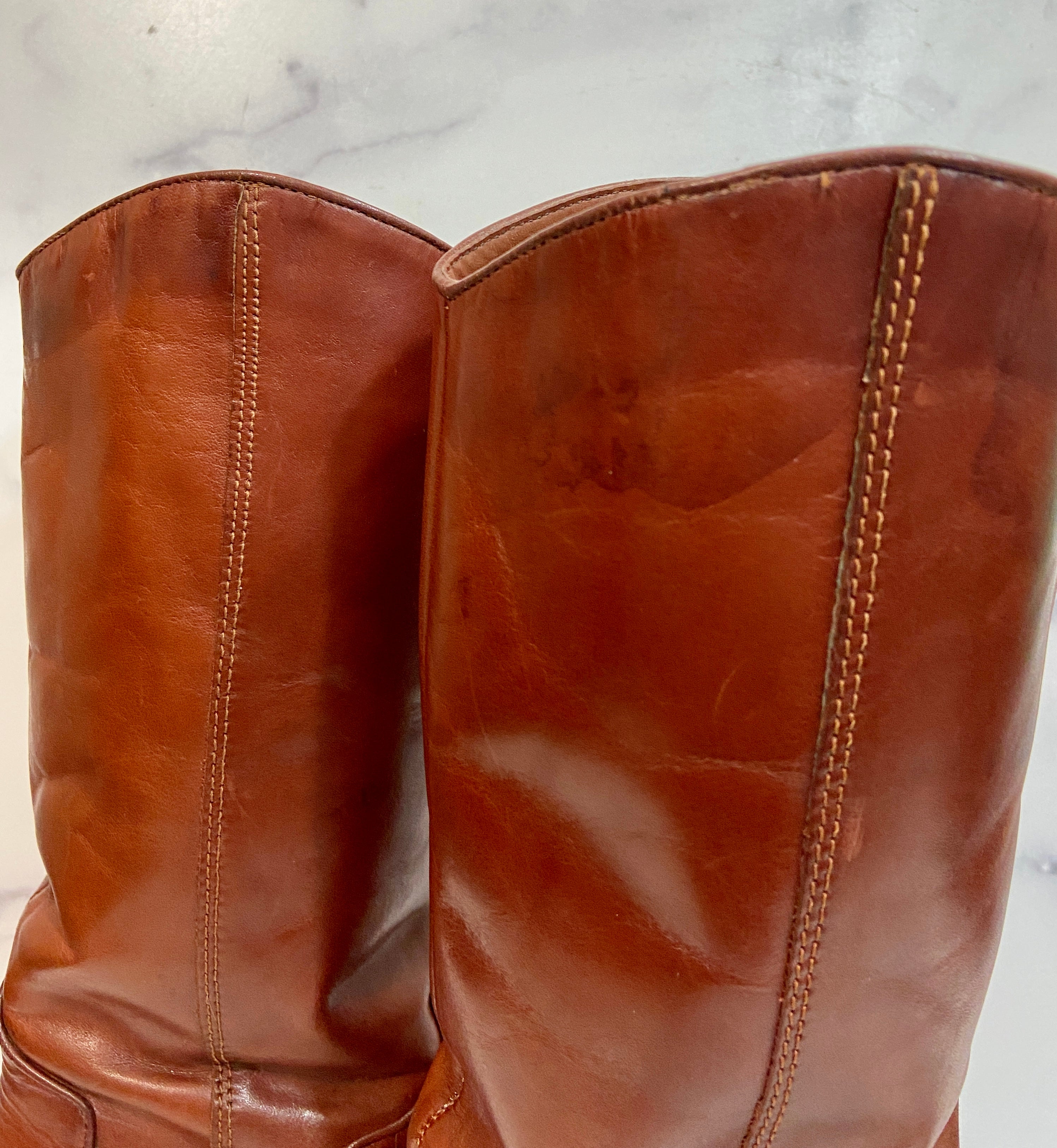 Vintage unisa woven leather riding boots