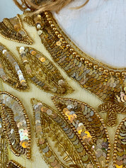 Vintage gold Glass Beaded Fringe & Sequin Shrug