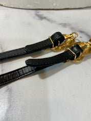 Vintage skinny gold tone black belt