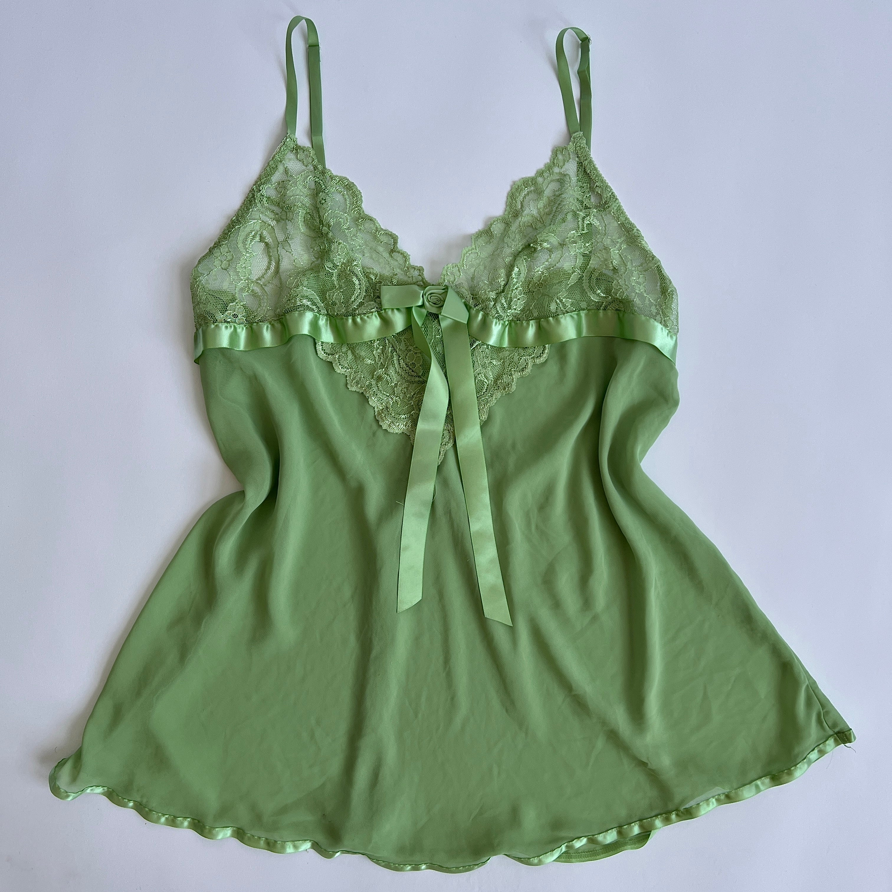 Green sheer lace cami - 1X