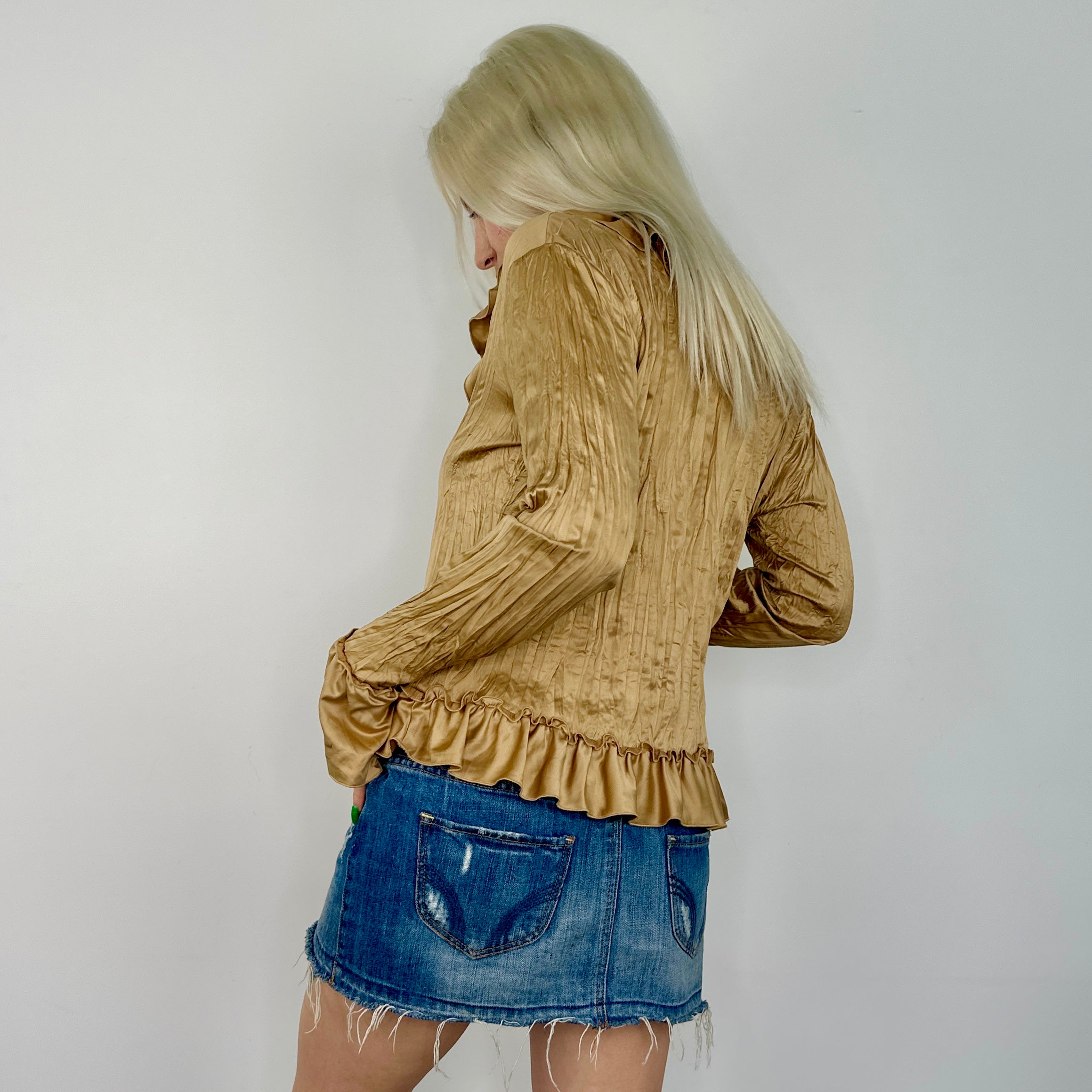 Satin Ruffle Blouse (S/M)