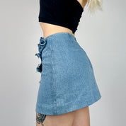 Oversized Bow Denim Miniskirt (S)