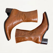 Brown leather boots