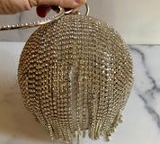 ROUND RHINESTONE silver party bag