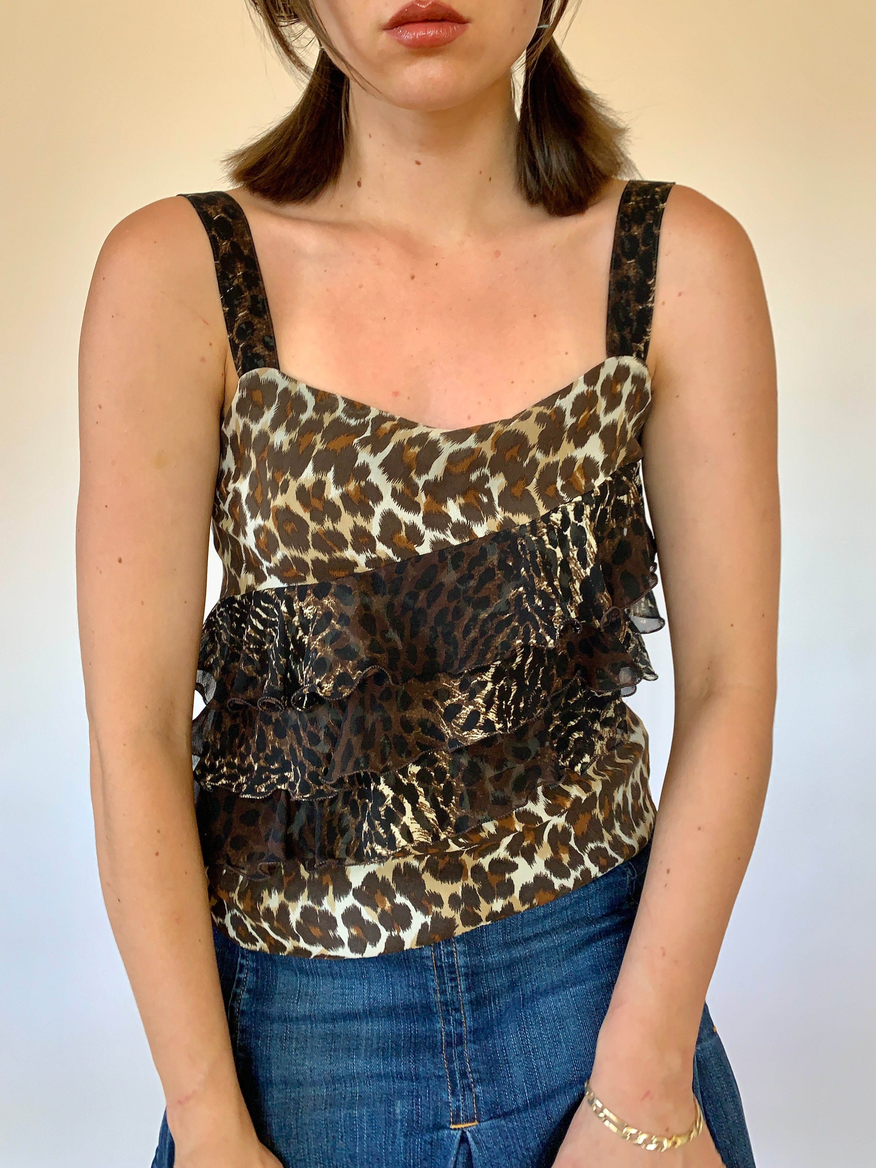 Y2K Silk Leopard Tank (XS)