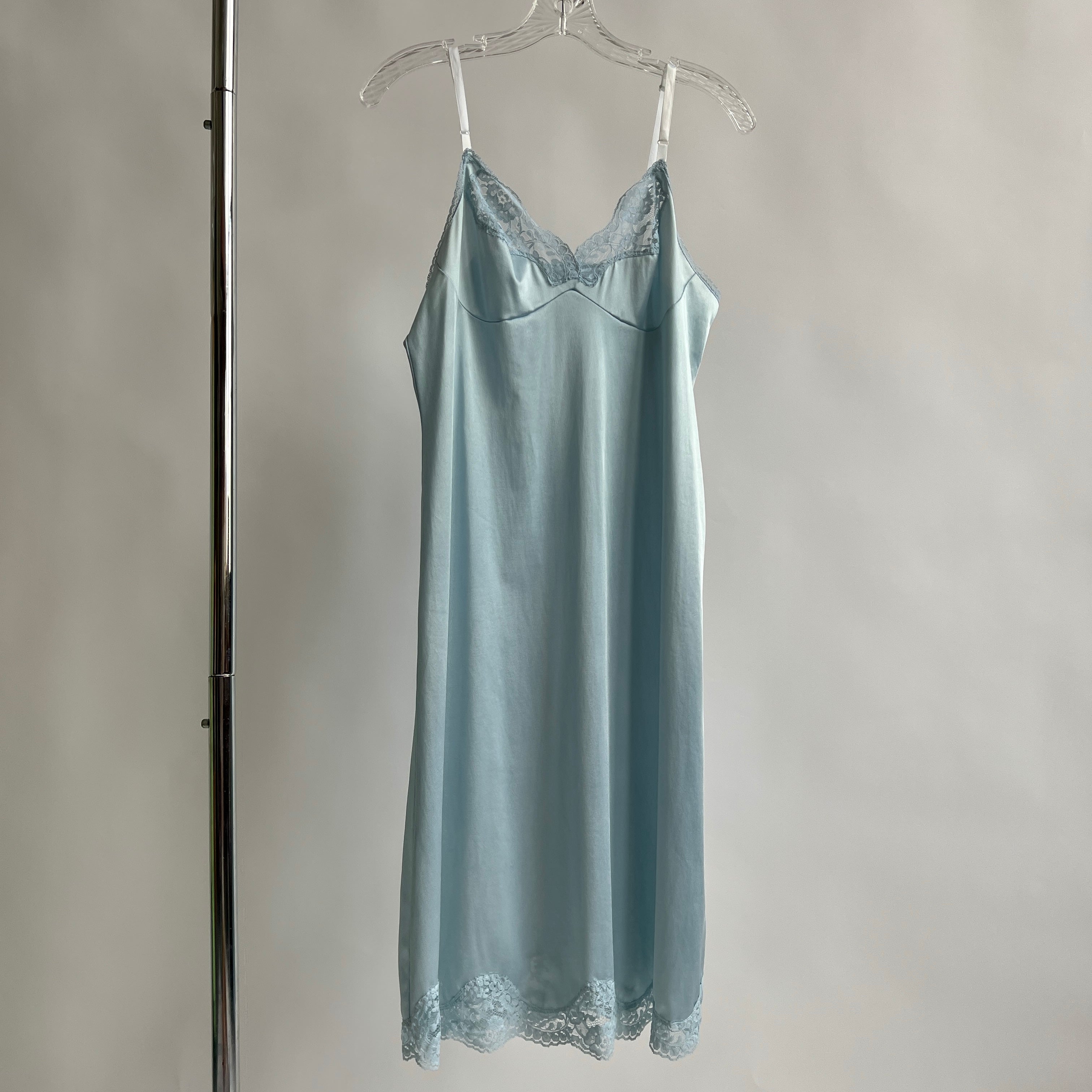 Baby blue hand dyed midi slip -L