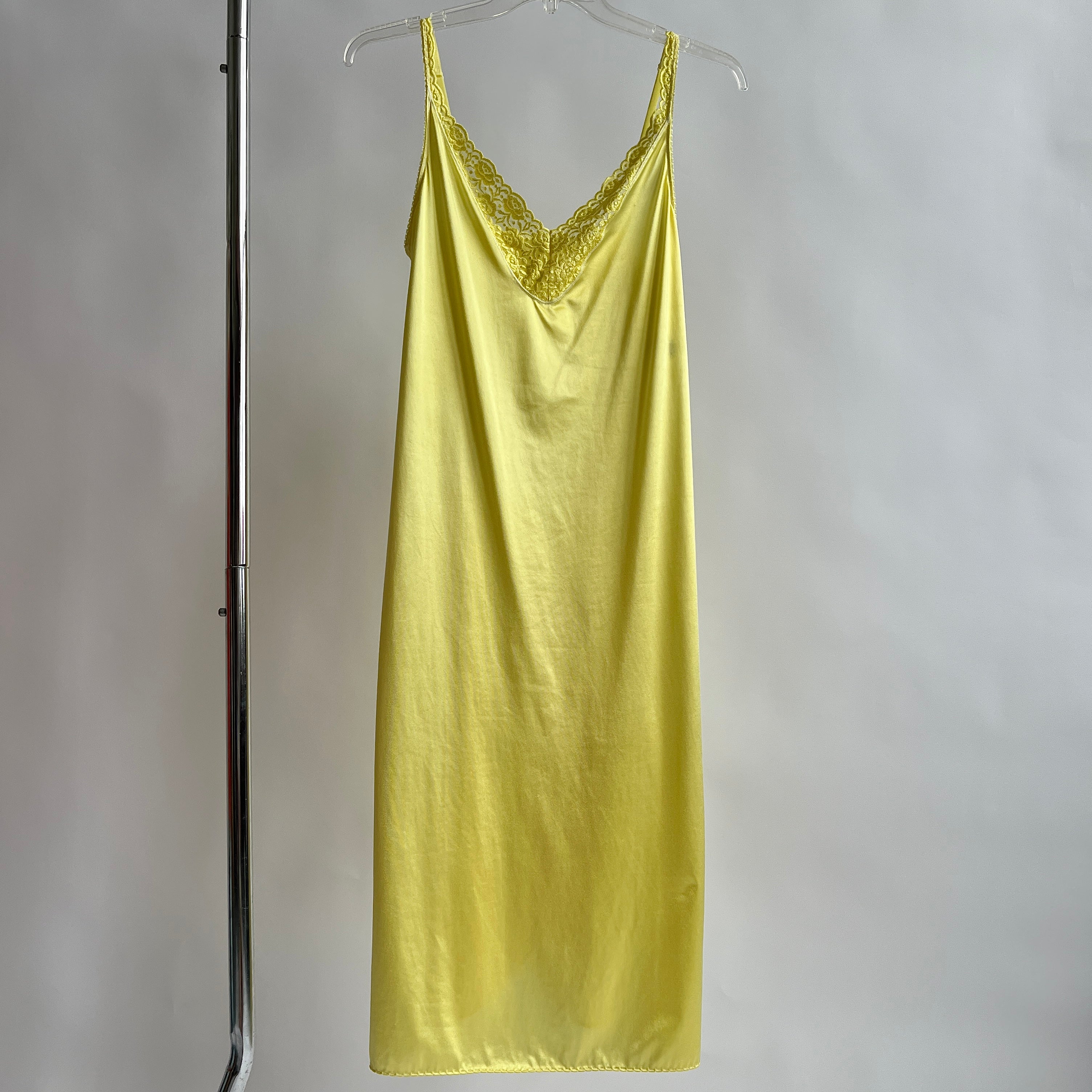 Lemon yellow hand dyed maxi slip dress - XL