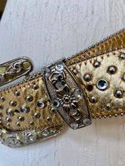 Western gold leather belt