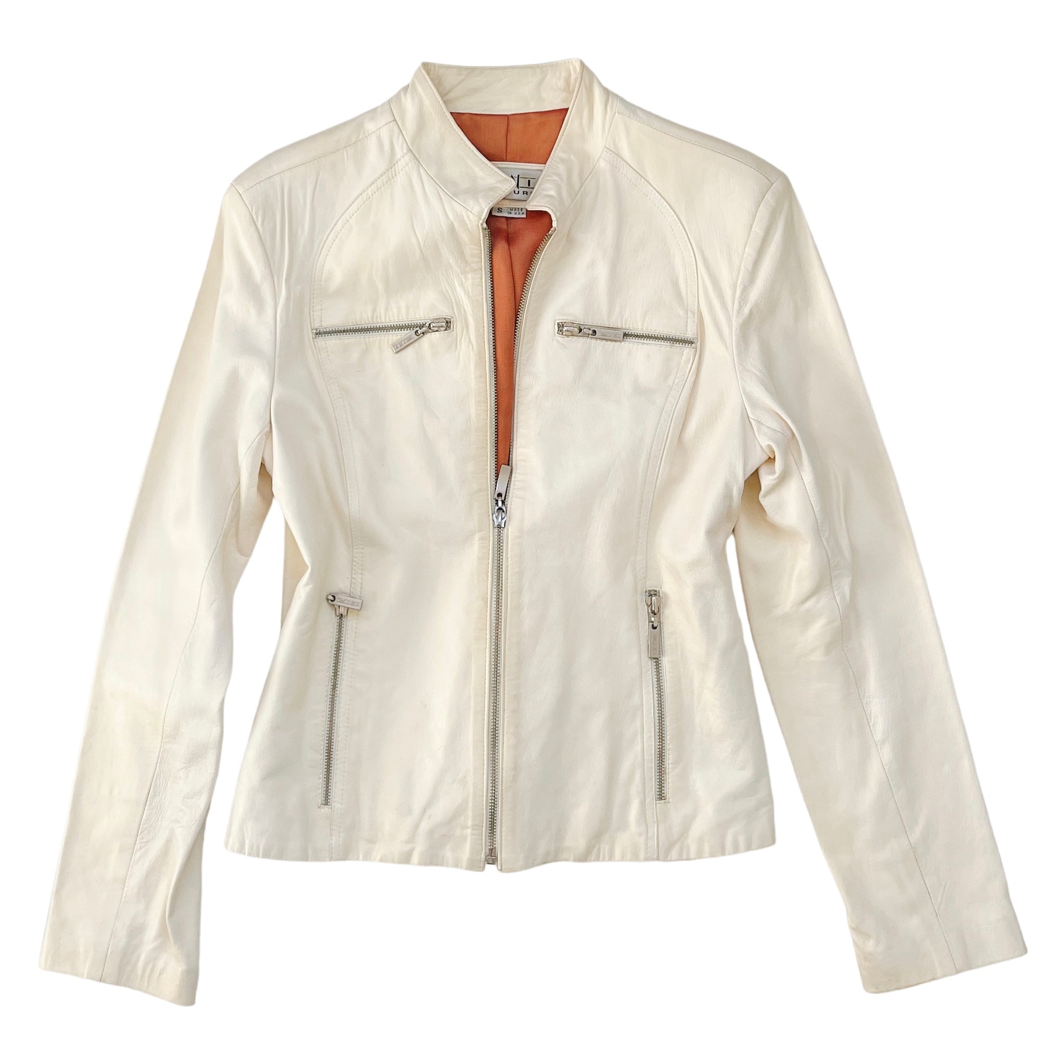 Vintage Buttercream Leather Moto Jacket (S)
