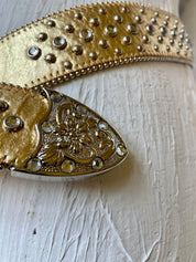 Western gold leather belt